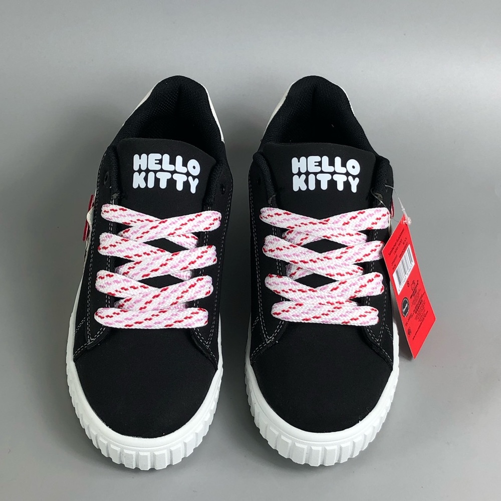 Hello Kitty Black & White Sneakers with Pink Accent Laces Size 9 - Picture 3 of 9